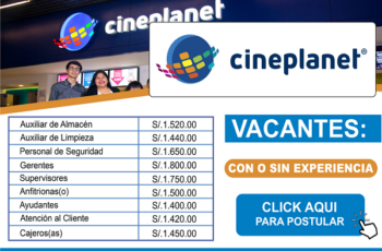 ¡Vive la experiencia Cineplanet! Postula a puestos operativos